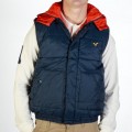 Voi Powell Reverse Hood Down Filled Gillet. Navy / Red orange